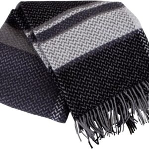 ICEWEAR Hlýja 100% Wool Plaid Knit Design Outdoor Throw Blanket Black