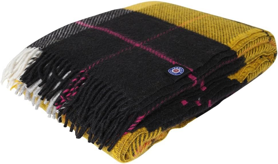 ICEWEAR Ylur 100% Wool Plaid Knit Design Outdoor Throw Blanket Grey - Image 10