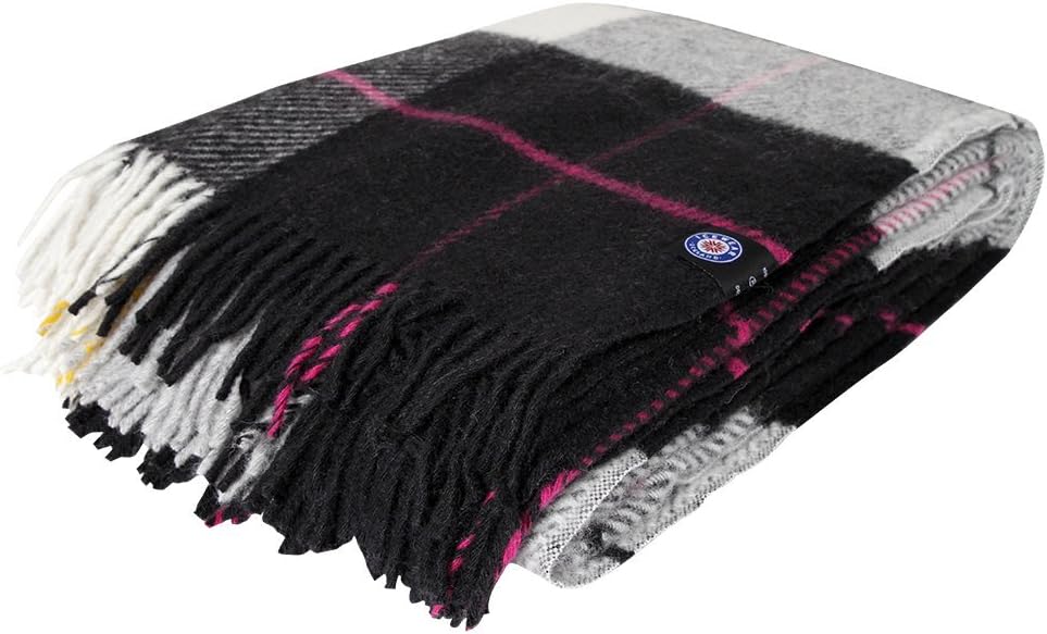 ICEWEAR Ylur 100% Wool Plaid Knit Design Outdoor Throw Blanket Grey - Image 8