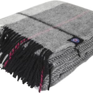 ICEWEAR Ylur 100% Wool Plaid Knit Design Outdoor Throw Blanket Grey