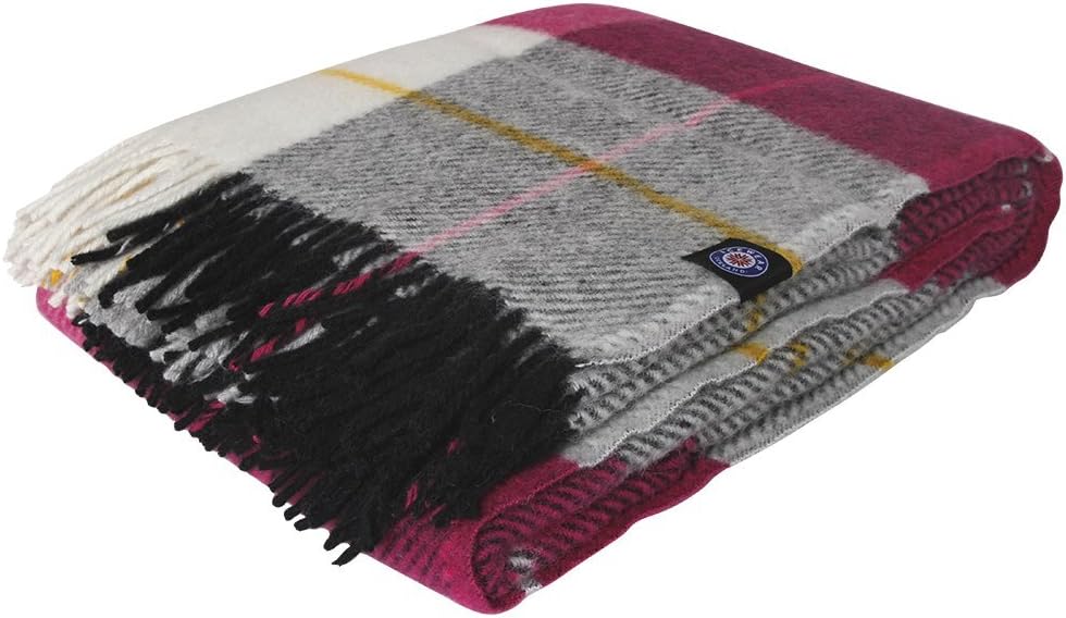 ICEWEAR Ylur 100% Wool Plaid Knit Design Outdoor Throw Blanket Grey - Image 11