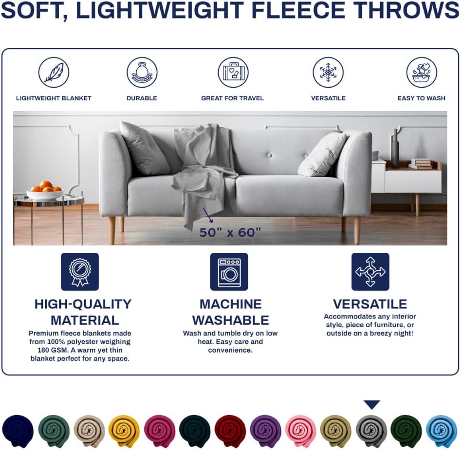 Imperial Home 24 Pack Wholesale Soft Cozy Fleece Blankets - 50" x 60" Comfy Throw Blankets (Grey) - Image 3