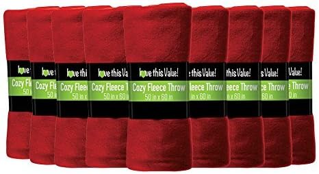 Imperial Home Wholesale Soft Cozy Fleece Blankets - 50 x 60 Comfy Throw Blankets (Red)