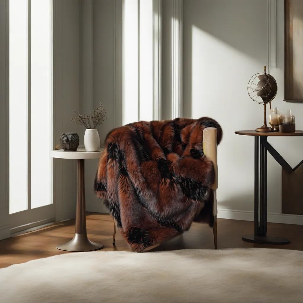 inchgrass Fox Faux Fur Blanket 74"x90" Brown i##e##s: Luxury Fur Throw Blanket ^^ Super Warm ^^ Cozy ^^ Elegant ^^ Fuzzy Throw Blankets ^^ Plush Blankets ^^ Washable ^^ for Couch ^^ Armchair ^^ Bed :i##e##s - Image 8