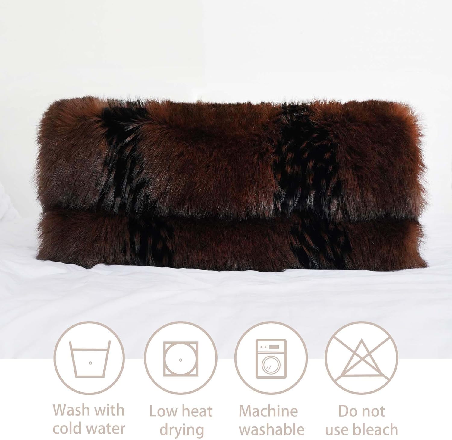 inchgrass Fox Faux Fur Blanket 74"x90" Brown i##e##s: Luxury Fur Throw Blanket ^^ Super Warm ^^ Cozy ^^ Elegant ^^ Fuzzy Throw Blankets ^^ Plush Blankets ^^ Washable ^^ for Couch ^^ Armchair ^^ Bed :i##e##s - Image 7