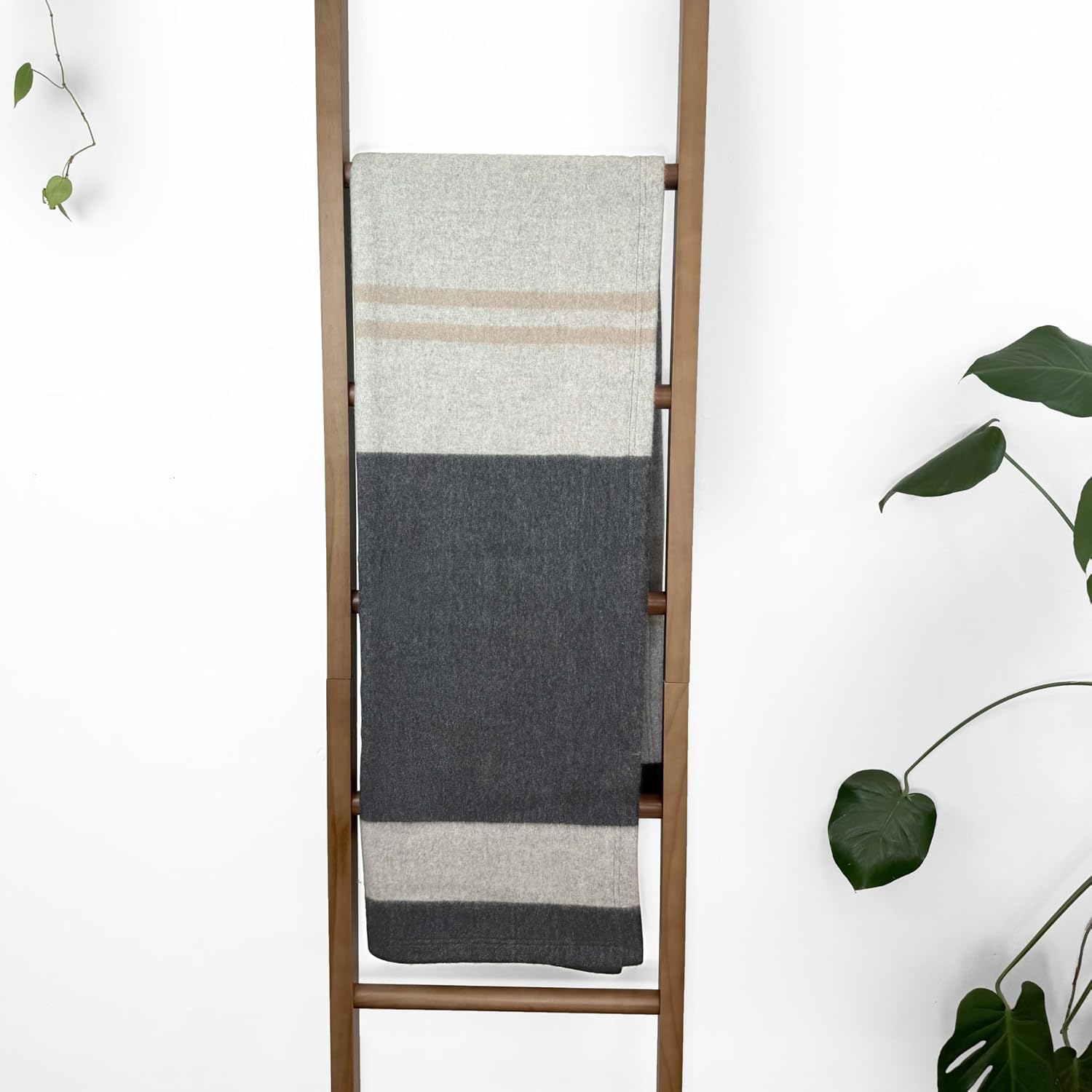 Jet&Bo 100% Pure Cashmere Throw Blanket Ultra Soft Woven Accent Blanket for Couch, Sofa & Bed Large 73”x53” Gray, Black, Beige Stripe Pattern - Image 7