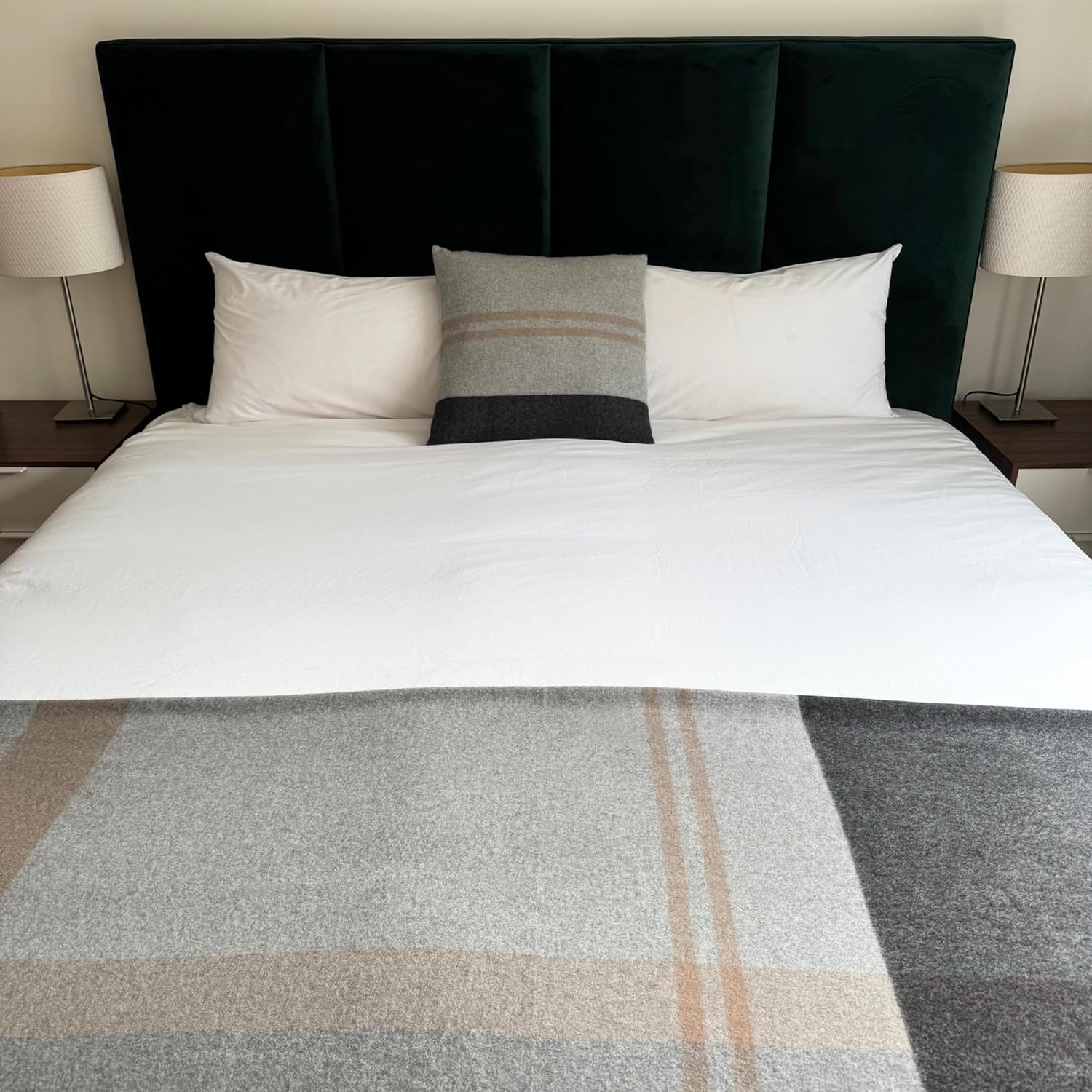 Jet&Bo 100% Pure Cashmere Throw Blanket Ultra Soft Woven Accent Blanket for Couch, Sofa & Bed Large 73”x53” Gray, Black, Beige Stripe Pattern - Image 6