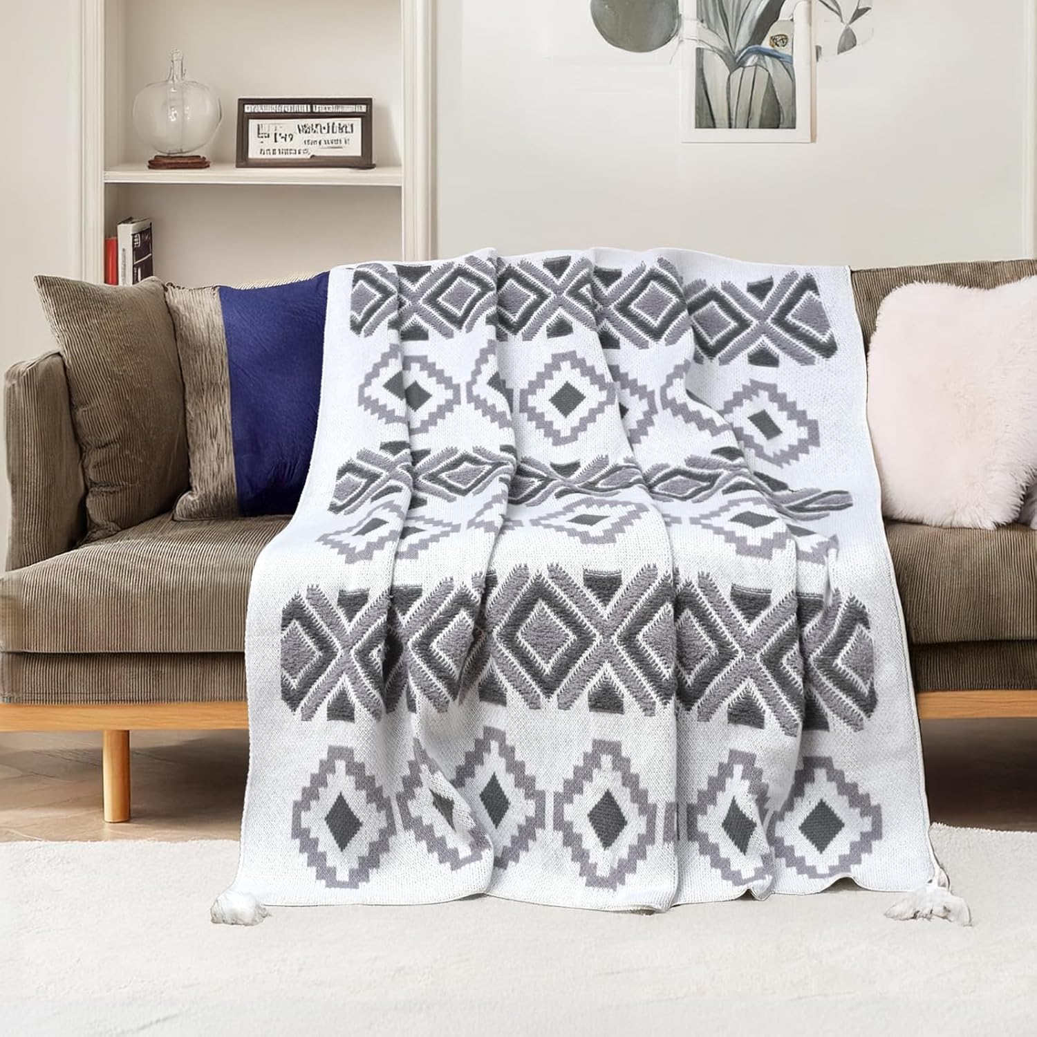 Larexius Boho Chunky Knit Throw Blanket \u2013 51"x67" Cozy & Lightweight (2.09lb) | Perfect for Sofa, Camping & WFH | Stylish Home Decor, Machine Washable & Ideal Gift for Women (Cream, Embroidery) - Image 12