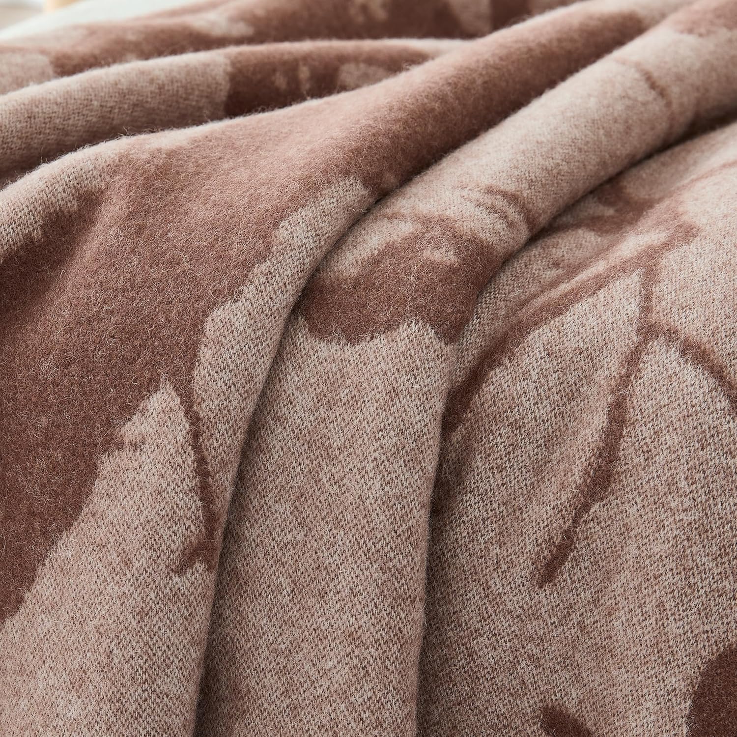 Lush Decor x Chuks Collins Sylvan Drift Throw Blanket Single 60" W x 70" L Brown - Cozy Wool Blanket - Botanical Throw - Super Soft Blanket for Bed, Couch, or Chair - Image 5