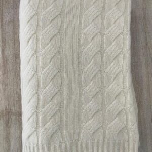 Luxurious 100% Cashmere Cable Knit Throw Blanket \u2013 Ultra-Soft, Warm, and Elegant \u2013 Available in Neutral Tones (Cream)