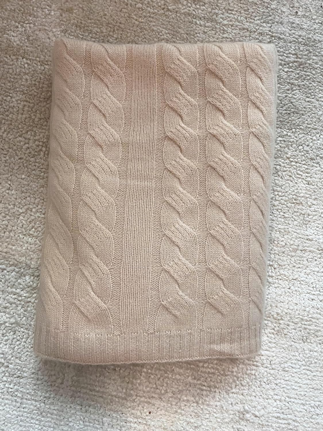 Luxurious 100% Cashmere Cable Knit Throw Blanket \u2013 Ultra-Soft, Warm, and Elegant \u2013 Available in Neutral Tones (Cream) - Image 11