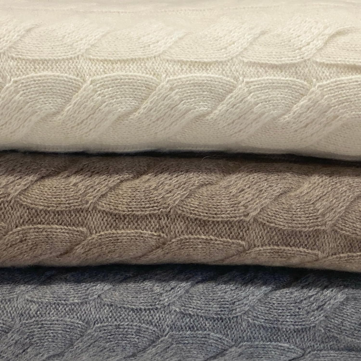 Luxurious 100% Cashmere Cable Knit Throw Blanket \u2013 Ultra-Soft, Warm, and Elegant \u2013 Available in Neutral Tones (Cream) - Image 6