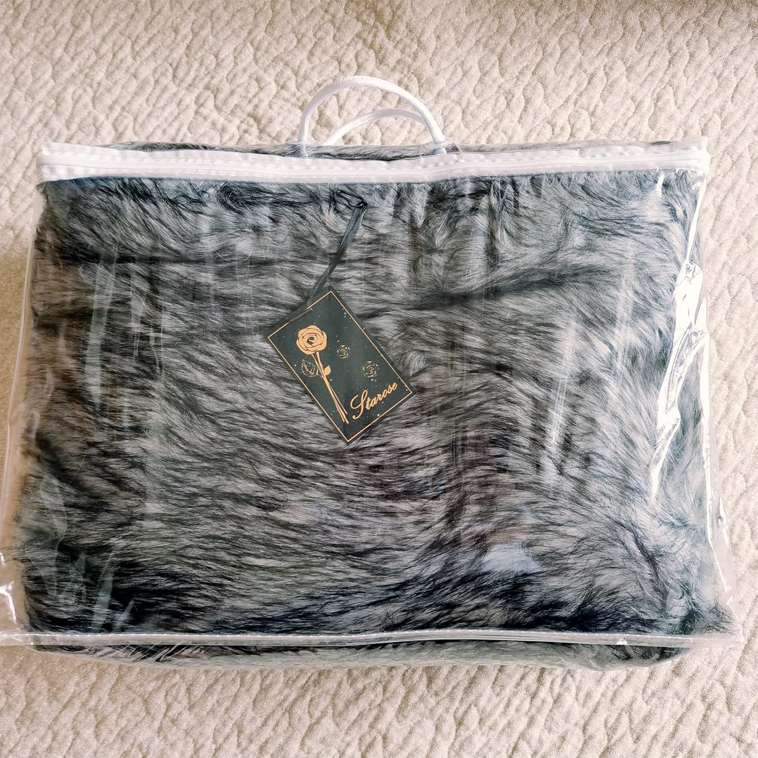 Luxury Fake Fox Fur Throw Blanket Fox Faux Fur Throw Blanket Gray 79"x90" Queen Size Fake Fur Blanket - Image 6