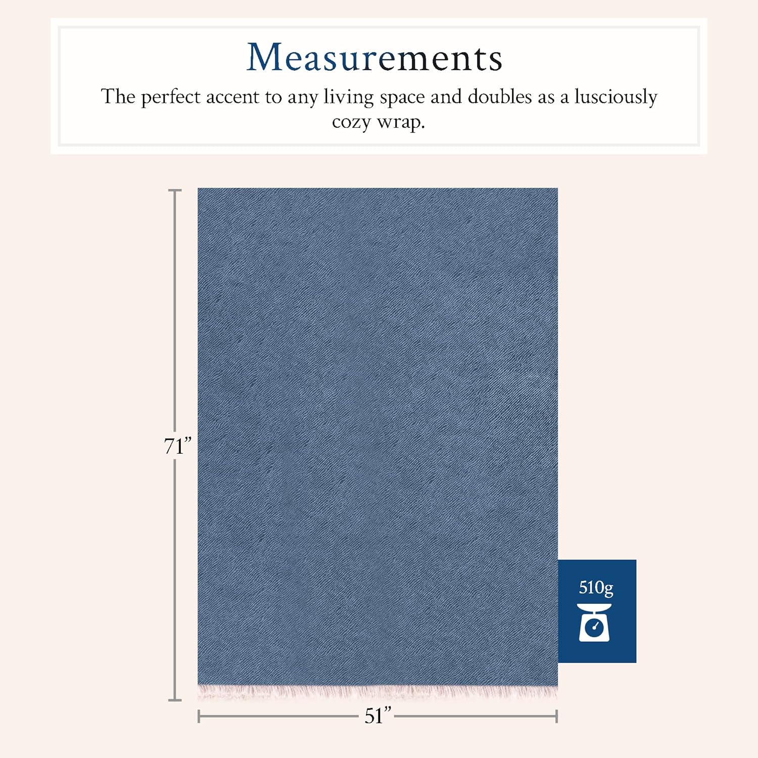 Maloca Alpaca - 100% Baby Alpaca Wool Herringbone Weave - Limited Production Ethically Sourced Throw Blanket Warmer Than Wool - Decorative Comfy Blanket for Couch, Sofa, or Beds - Indigo - Image 5