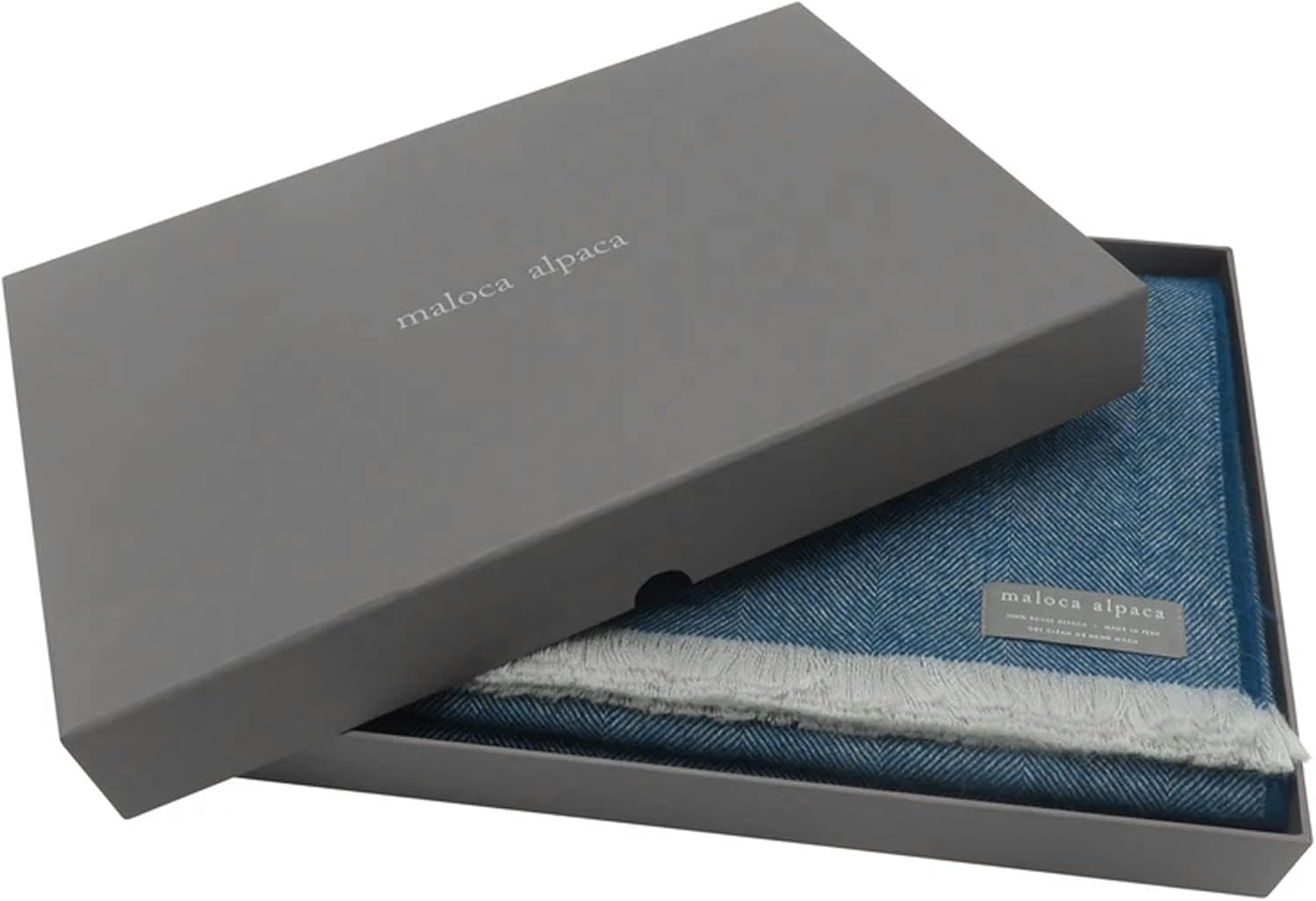 Maloca Alpaca - 100% Baby Alpaca Wool Herringbone Weave - Limited Production Ethically Sourced Throw Blanket Warmer Than Wool - Decorative Comfy Blanket for Couch, Sofa, or Beds - Indigo - Image 2