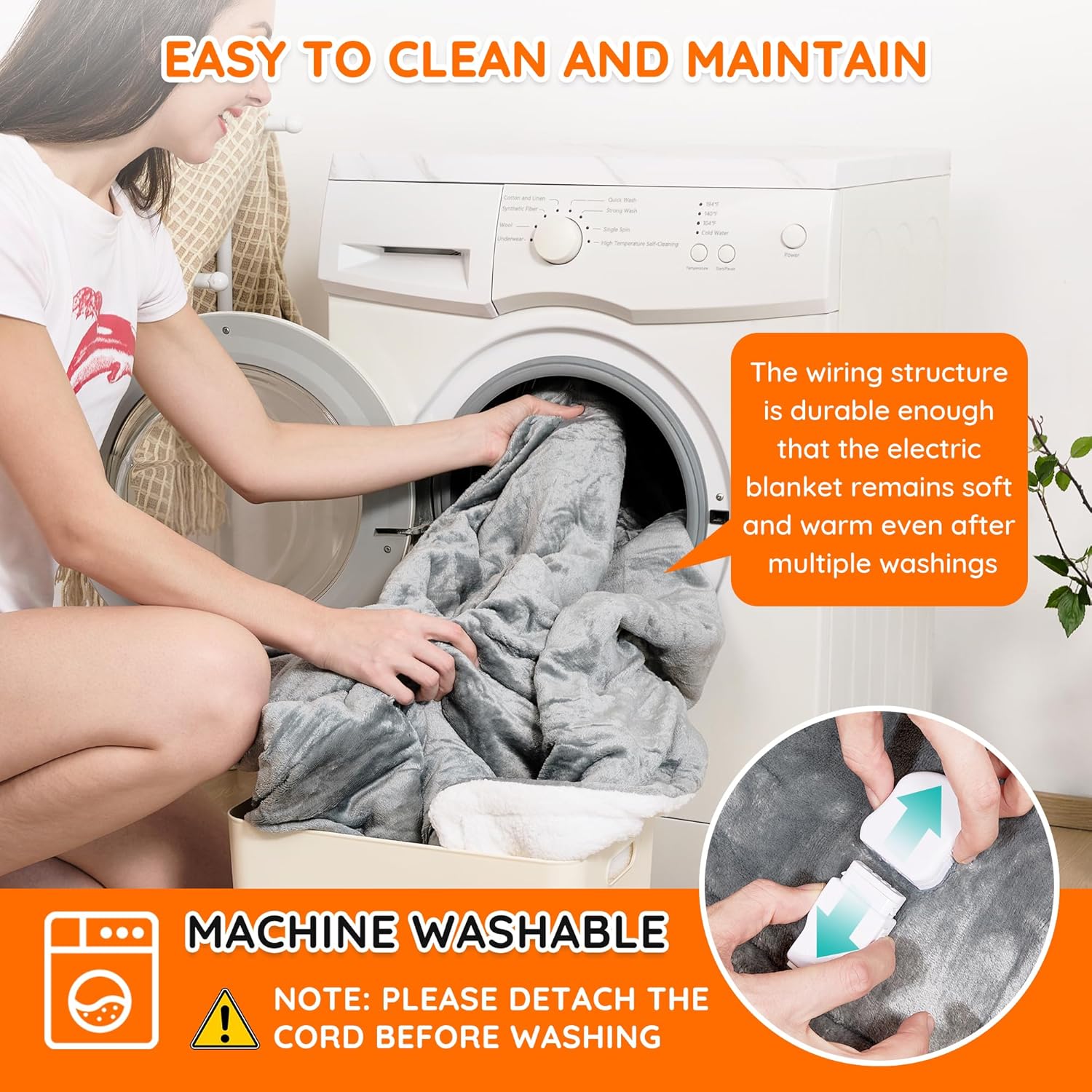 Mia&Coco Heated Throw Blanket - 50"x60" Flannel Electric Blanket, 6 Heat Levels, 10-Hour Auto-Off, Fast Heating, Overheat Protection, Machine Washable, Soft Heated Blanket for Home and Office (Gray) - Image 8