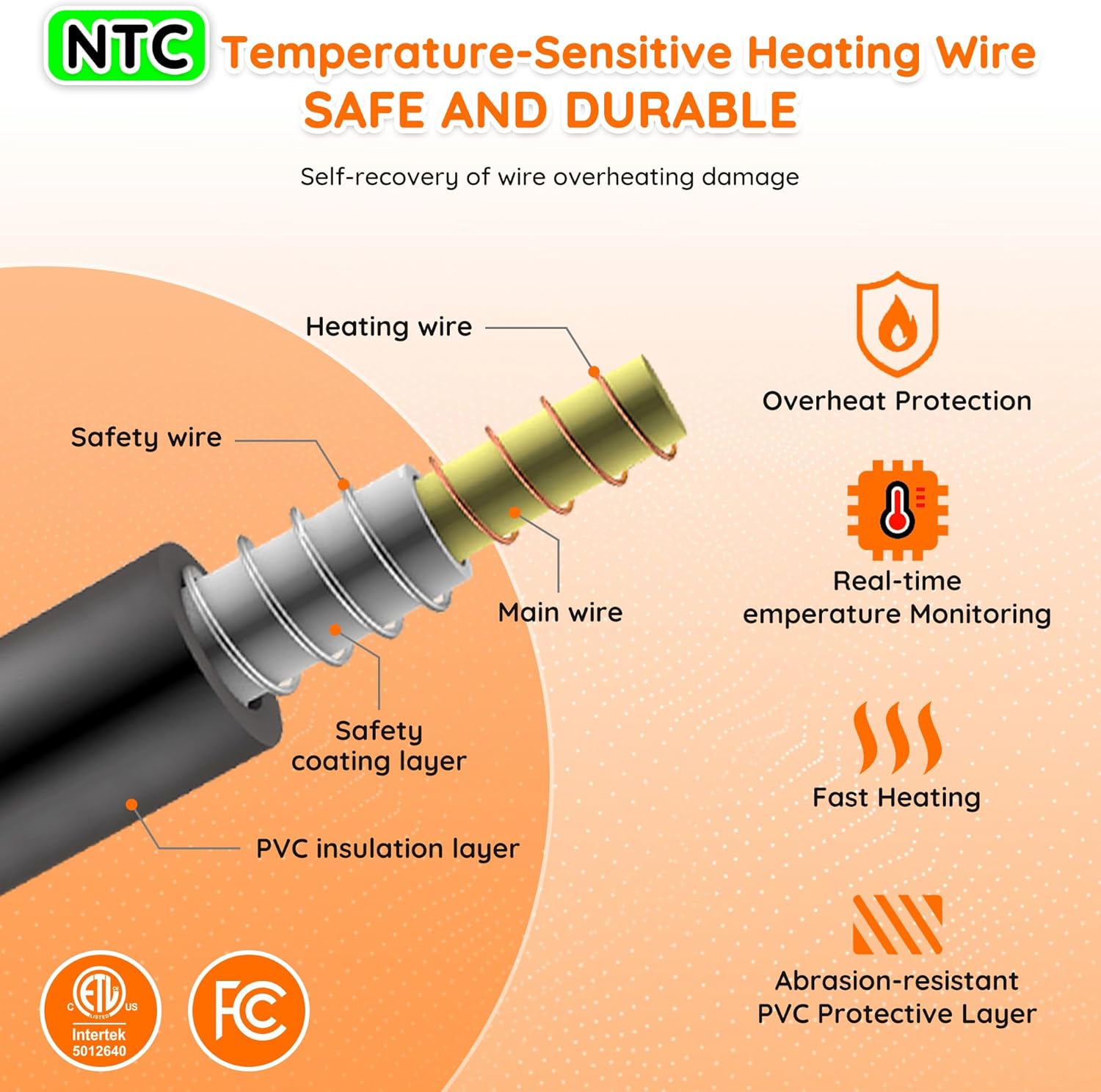 Mia&Coco Heated Throw Blanket - 50"x60" Flannel Electric Blanket, 6 Heat Levels, 10-Hour Auto-Off, Fast Heating, Overheat Protection, Machine Washable, Soft Heated Blanket for Home and Office (Gray) - Image 5