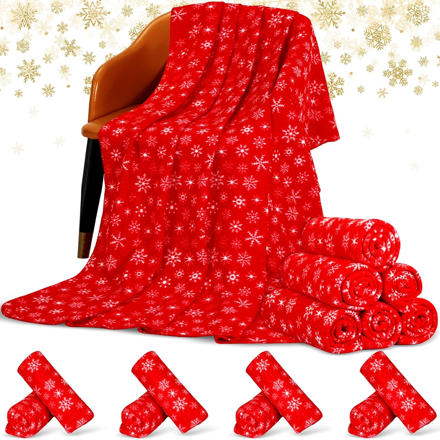 Moukeren 48 Pcs Christmas Snowflake Throw Blanket Bulk, 59 x 47 Inch Xmas Winter Throw Blanket Christmas Warm Soft Cozy Fleece for Home Bedding Couch Chair Gift (Stylish) - Image 8