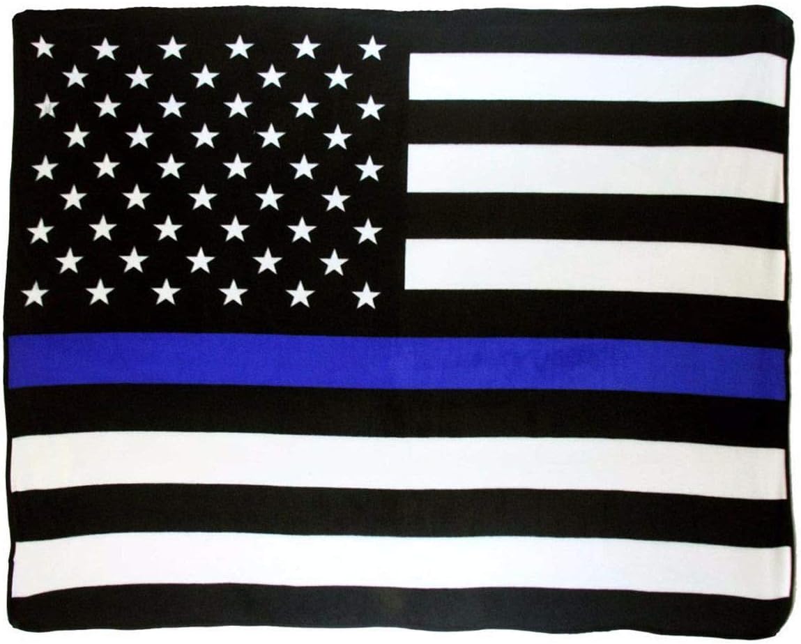 MWS Wholesale (12) USA Thin Blue Line 50x60 Polar Fleece Blanket Throw Plush