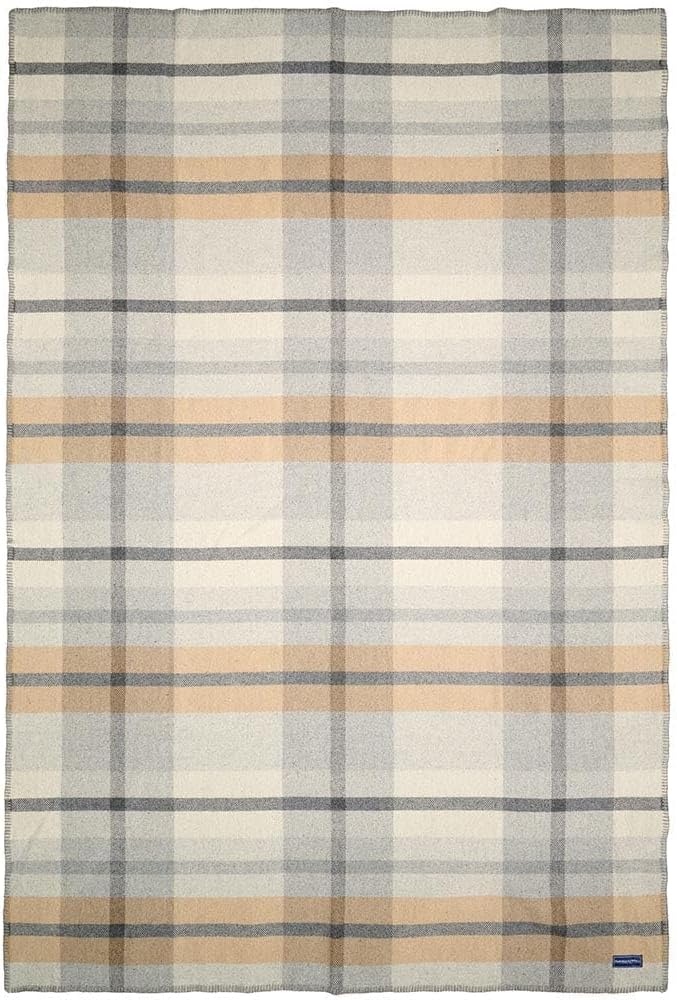 Northfield Plaid Wool Throw Blanket (Heritage Beige) - Image 4