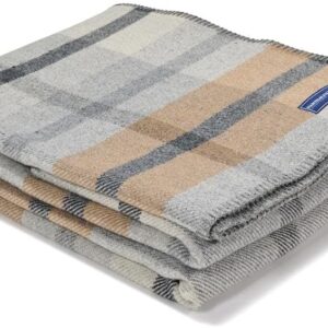 Northfield Plaid Wool Throw Blanket (Heritage Beige)