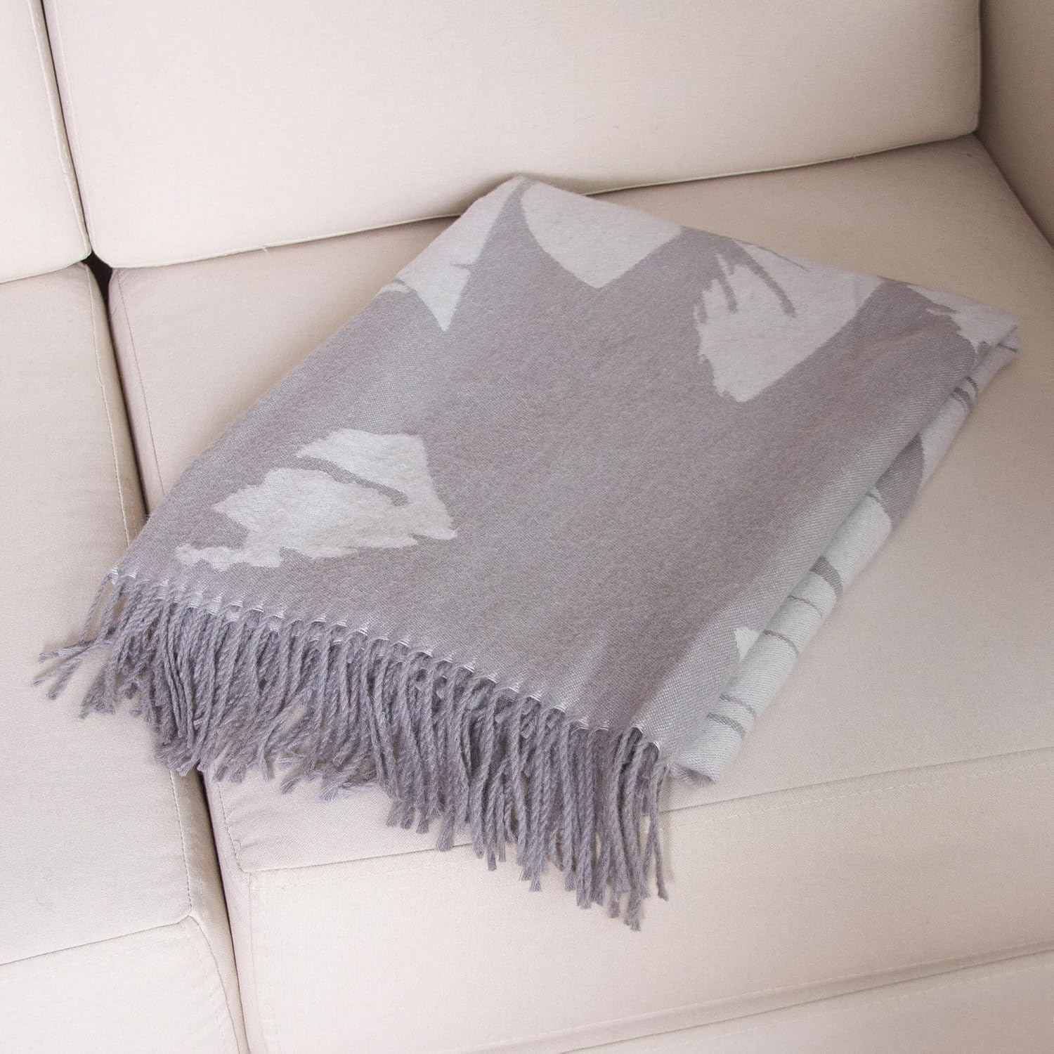 NOVICA Grey Alpaca Wool Throw Blanket, 'Impact in Grey' - Image 6