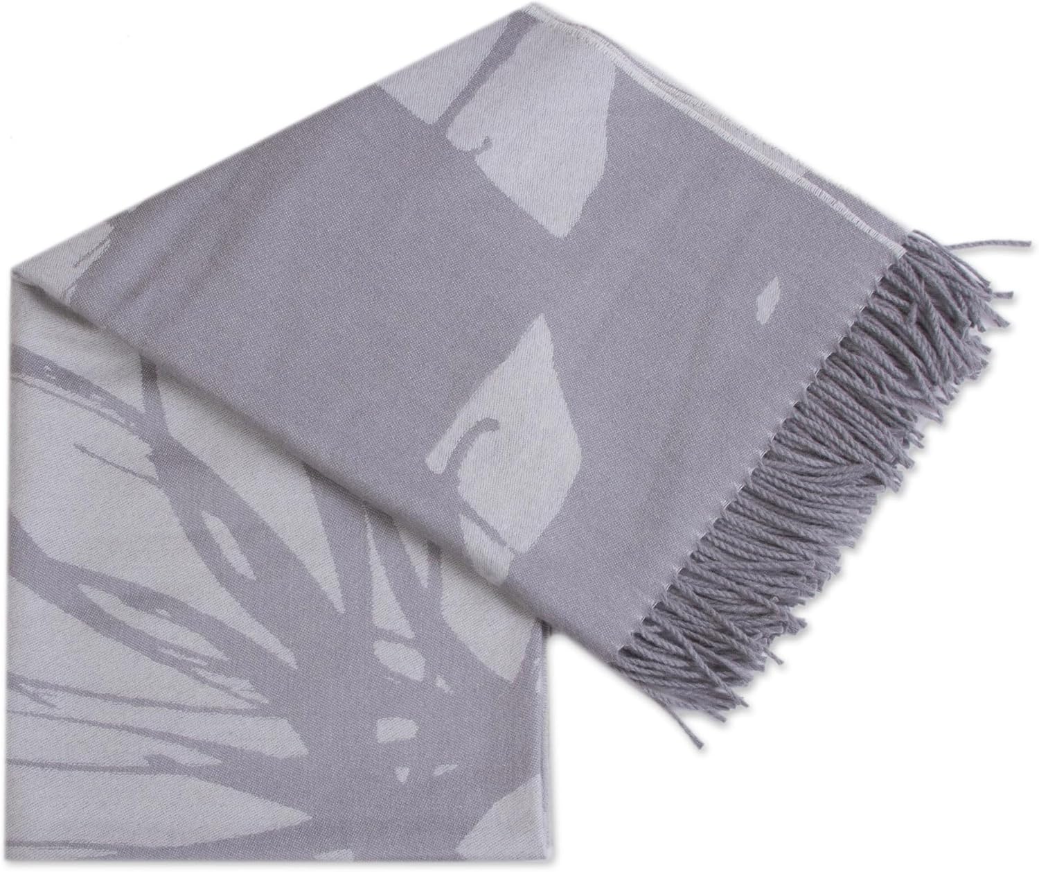 NOVICA Grey Alpaca Wool Throw Blanket, 'Impact in Grey' - Image 3