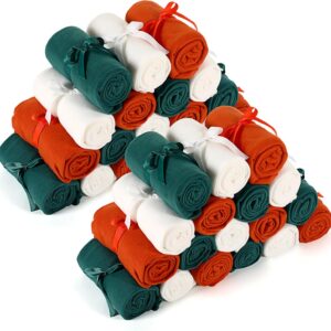 Oudain 36 Pcs Fleece Throw Blanket Bulk Soft Lightweight Fleece Blanket Warm Comfortable Blankets for Bed Couch Sofa Home Office 50 x 60 Inch(Green, Orange, Beige)