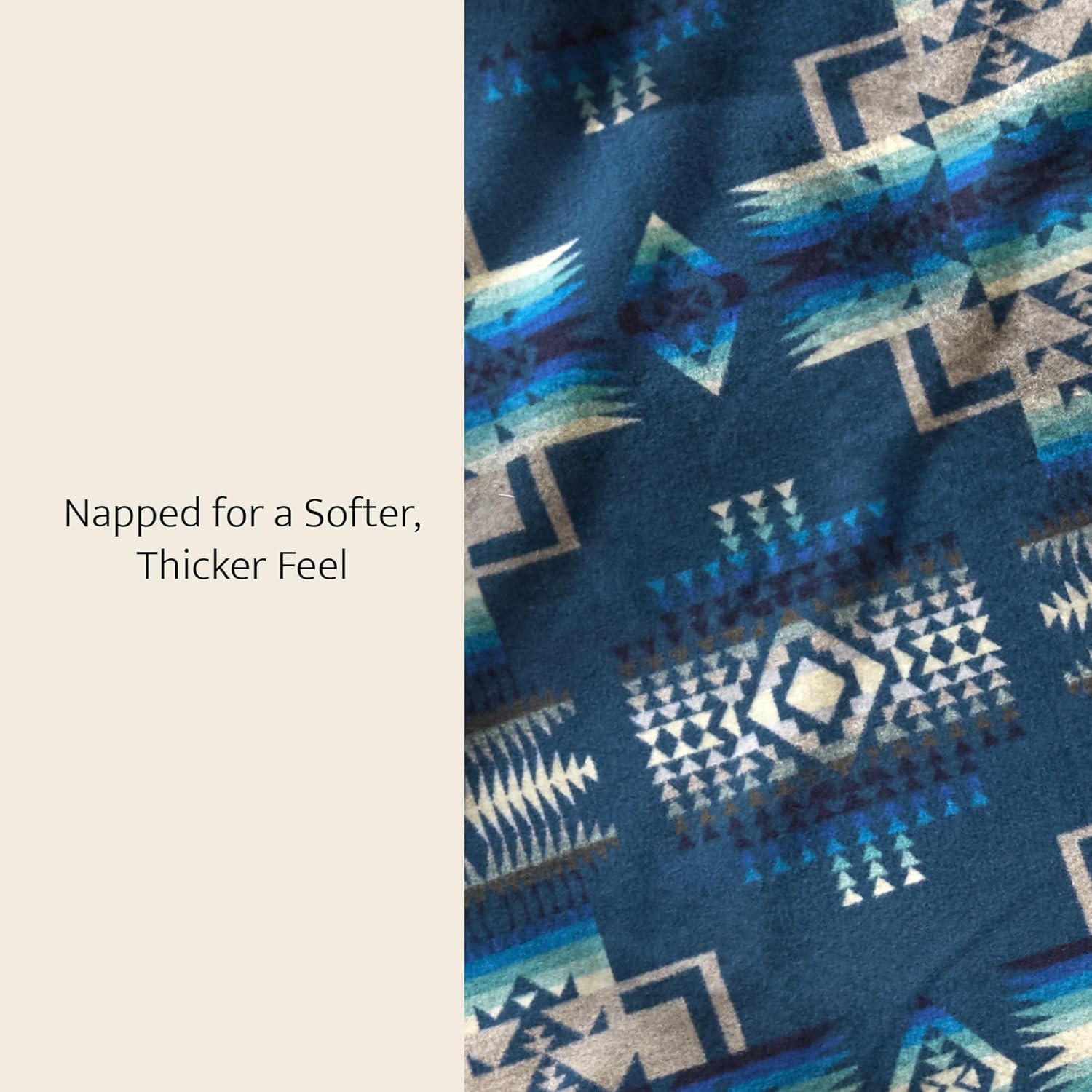 Pendleton Chief Joseph Jacquard Wool Blanket 64" x 80", Reversible Throw Blanket, Wool Felt Binding, Breathable, Napped for Softness, Great for Home and Travel - Image 5