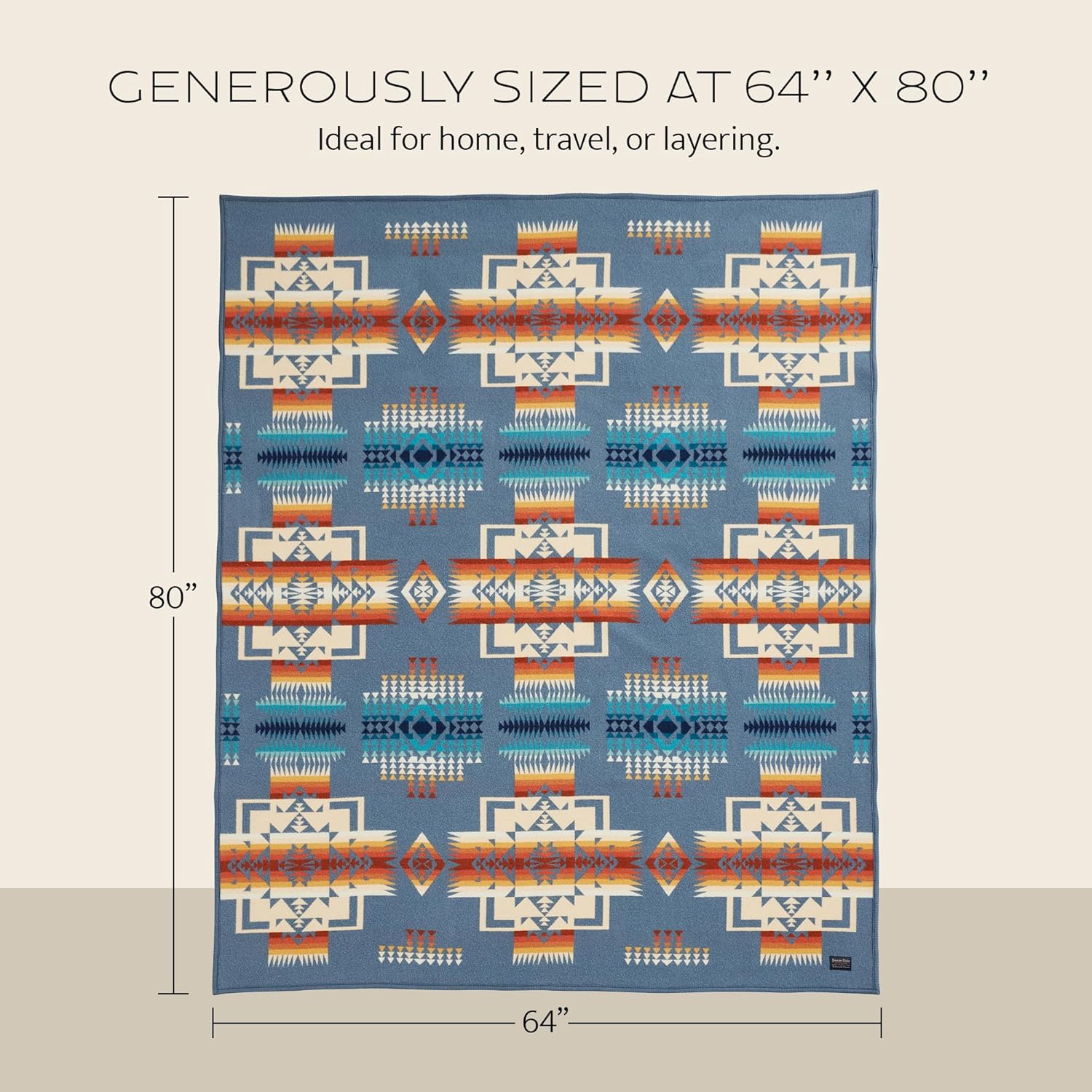 Pendleton Chief Joseph Jacquard Wool Blanket 64" x 80", Reversible Throw Blanket, Wool Felt Binding, Breathable, Napped for Softness, Great for Home and Travel - Image 7