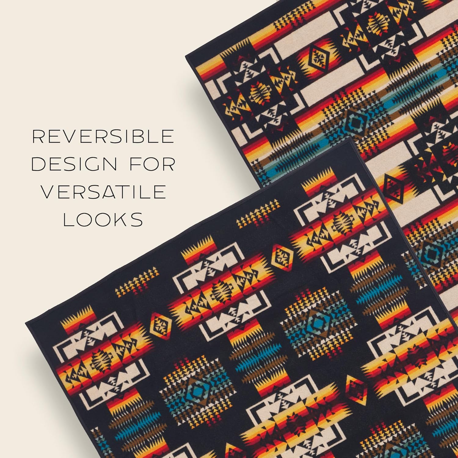 Pendleton Chief Joseph Jacquard Wool Blanket 64" x 80", Reversible Throw Blanket, Wool Felt Binding, Breathable, Napped for Softness, Great for Home and Travel - Image 6