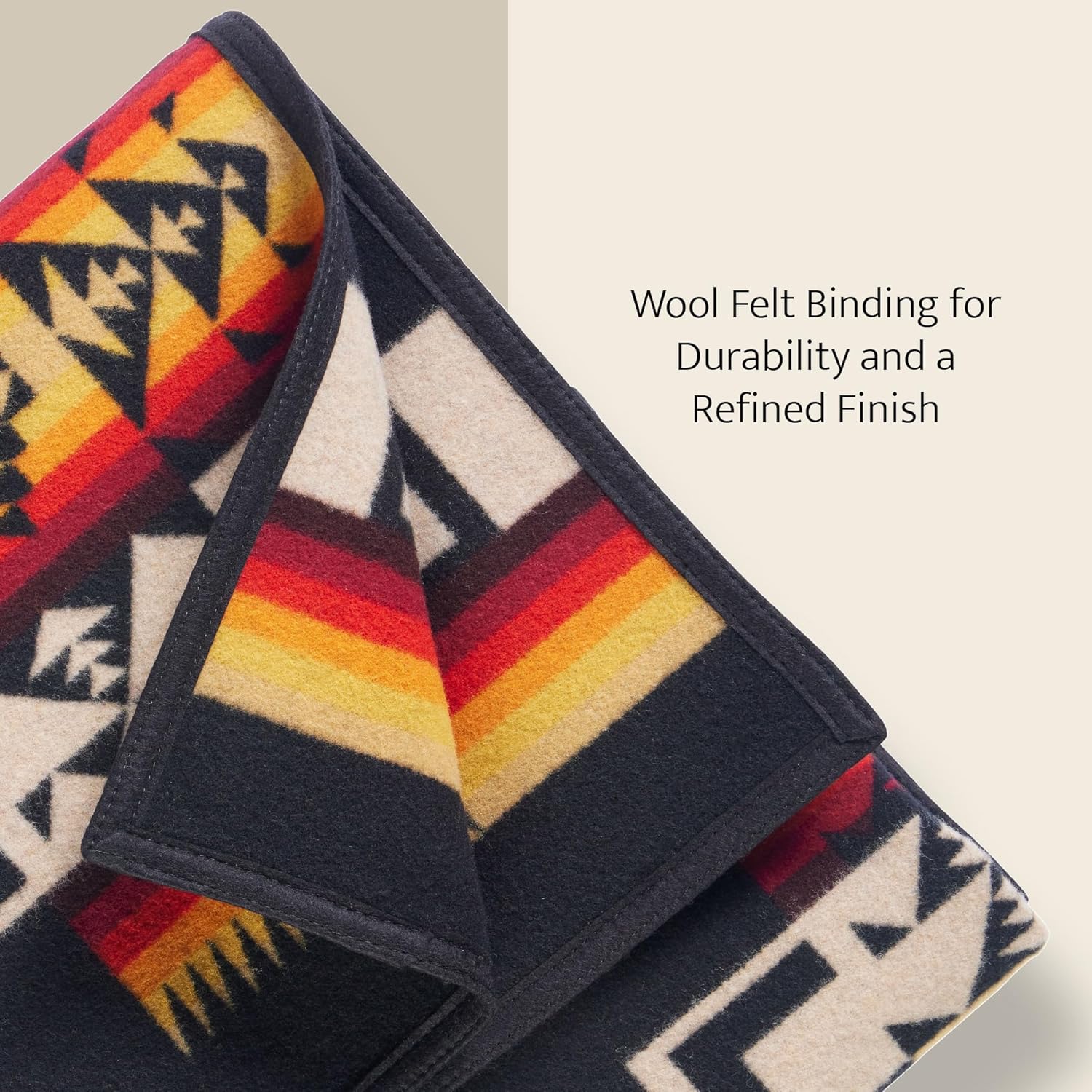 Pendleton Chief Joseph Jacquard Wool Blanket 64" x 80", Reversible Throw Blanket, Wool Felt Binding, Breathable, Napped for Softness, Great for Home and Travel - Image 4
