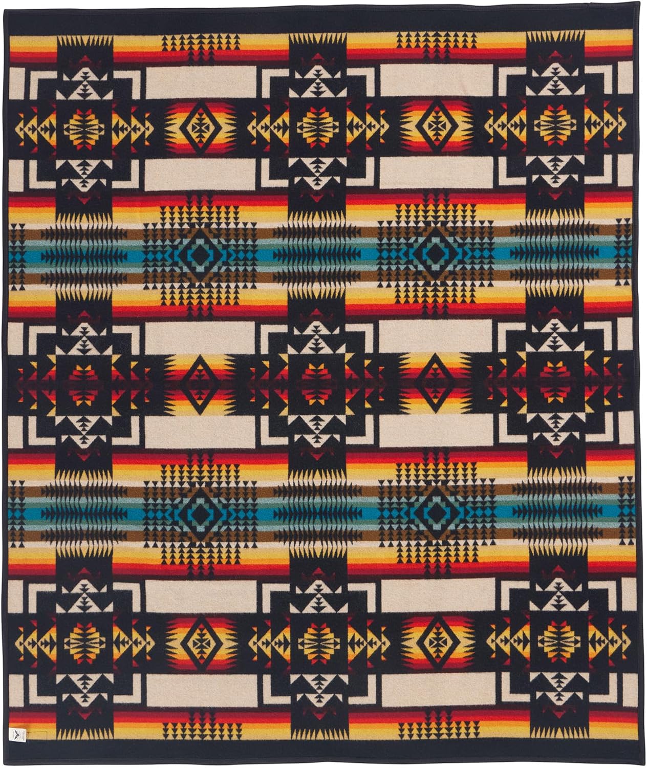 Pendleton Chief Joseph Jacquard Wool Blanket 64" x 80", Reversible Throw Blanket, Wool Felt Binding, Breathable, Napped for Softness, Great for Home and Travel - Image 2
