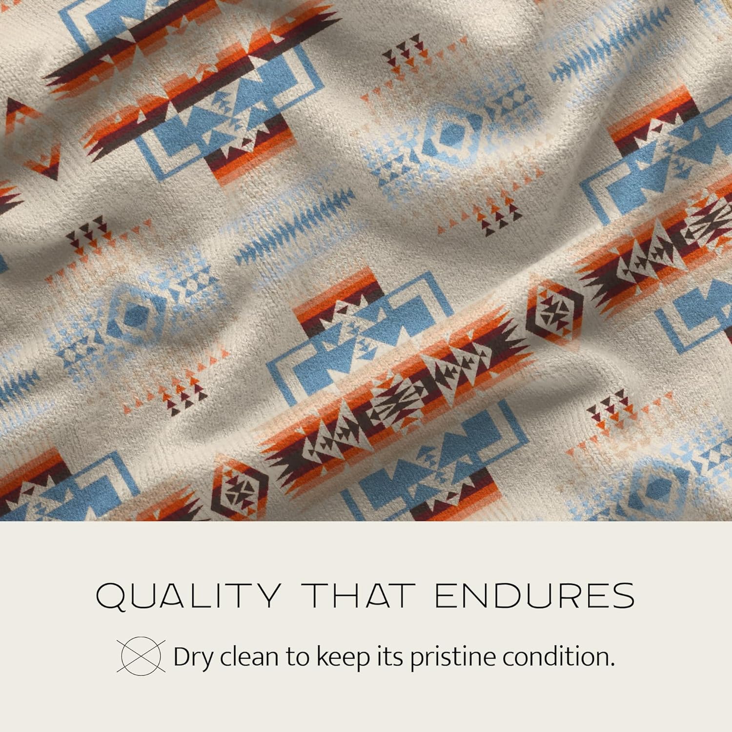 Pendleton Chief Joseph Jacquard Wool Blanket 64" x 80", Reversible Throw Blanket, Wool Felt Binding, Breathable, Napped for Softness, Great for Home and Travel - Image 9