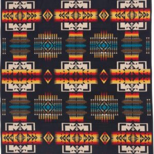 Pendleton Chief Joseph Jacquard Wool Blanket 64" x 80", Reversible Throw Blanket, Wool Felt Binding, Breathable, Napped for Softness, Great for Home and Travel