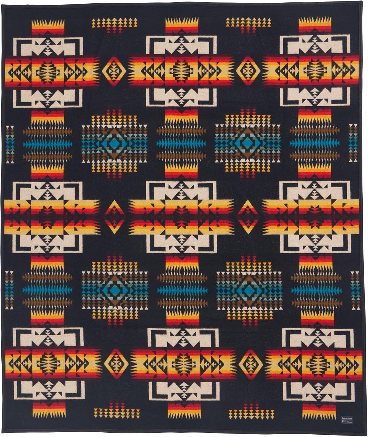 Pendleton Chief Joseph Jacquard Wool Blanket 64" x 80", Reversible Throw Blanket, Wool Felt Binding, Breathable, Napped for Softness, Great for Home and Travel
