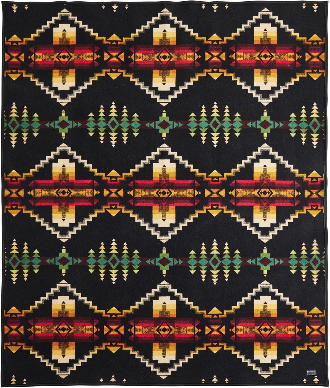 Pendleton Jacquard Napped Throw Blanket 64" x 80" - Wool Cotton, Reversible, Lightweight, Soft, Wool Felt Binding, Packable Blanket for Home and Travel - Northern Lights - Image 11