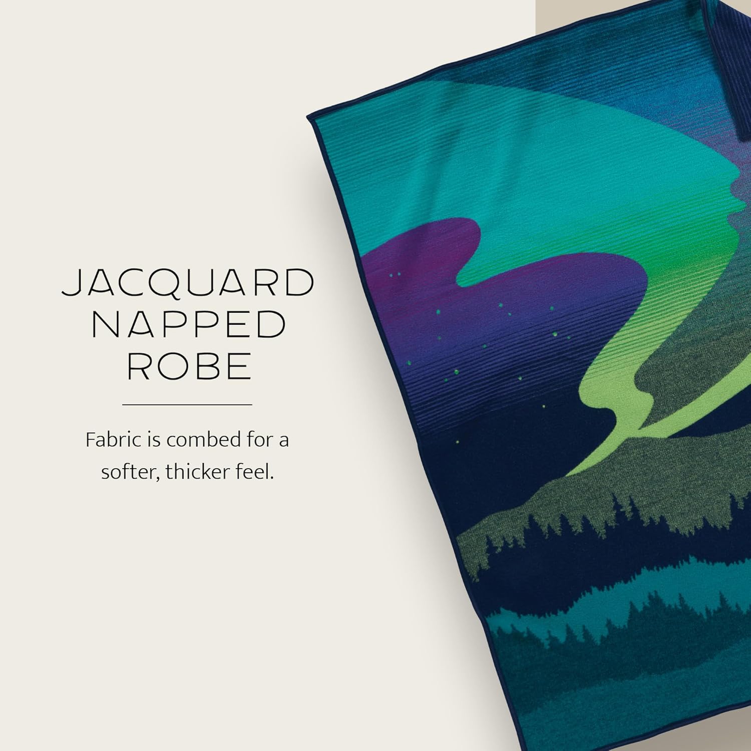 Pendleton Jacquard Napped Throw Blanket 64" x 80" - Wool Cotton, Reversible, Lightweight, Soft, Wool Felt Binding, Packable Blanket for Home and Travel - Northern Lights - Image 3