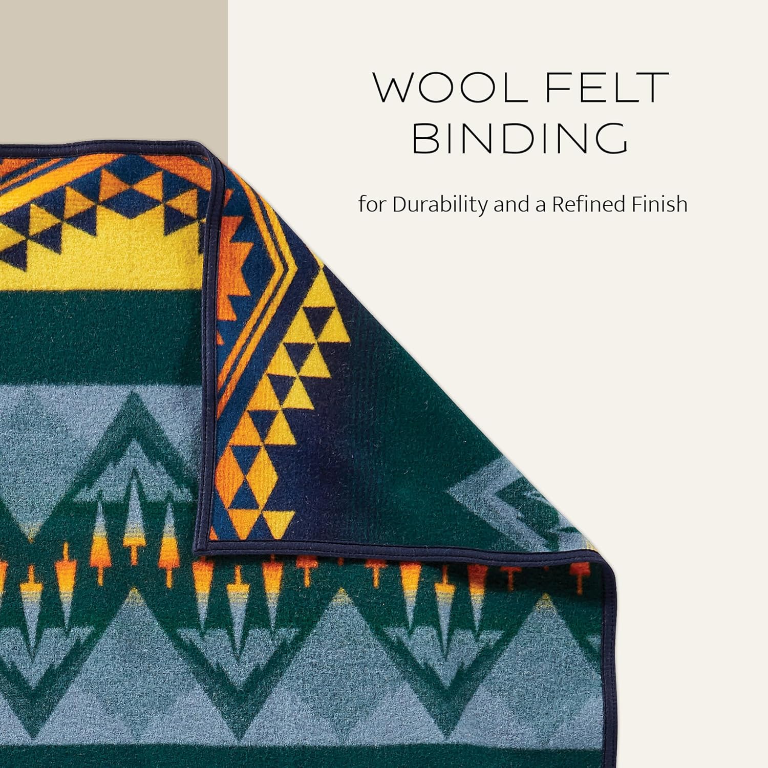 Pendleton Jacquard Napped Throw Blanket 64" x 80" - Wool Cotton, Reversible, Lightweight, Soft, Wool Felt Binding, Packable Blanket for Home and Travel - Northern Lights - Image 4