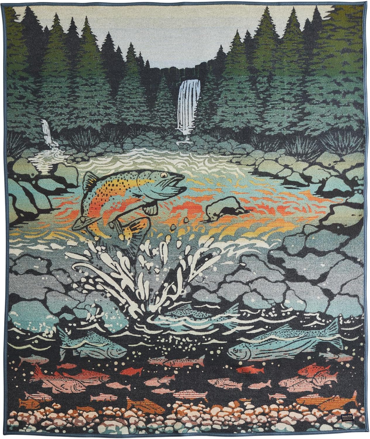 Pendleton Jacquard Napped Throw Blanket 64" x 80" - Wool Cotton, Reversible, Lightweight, Soft, Wool Felt Binding, Packable Blanket for Home and Travel - Northern Lights - Image 8