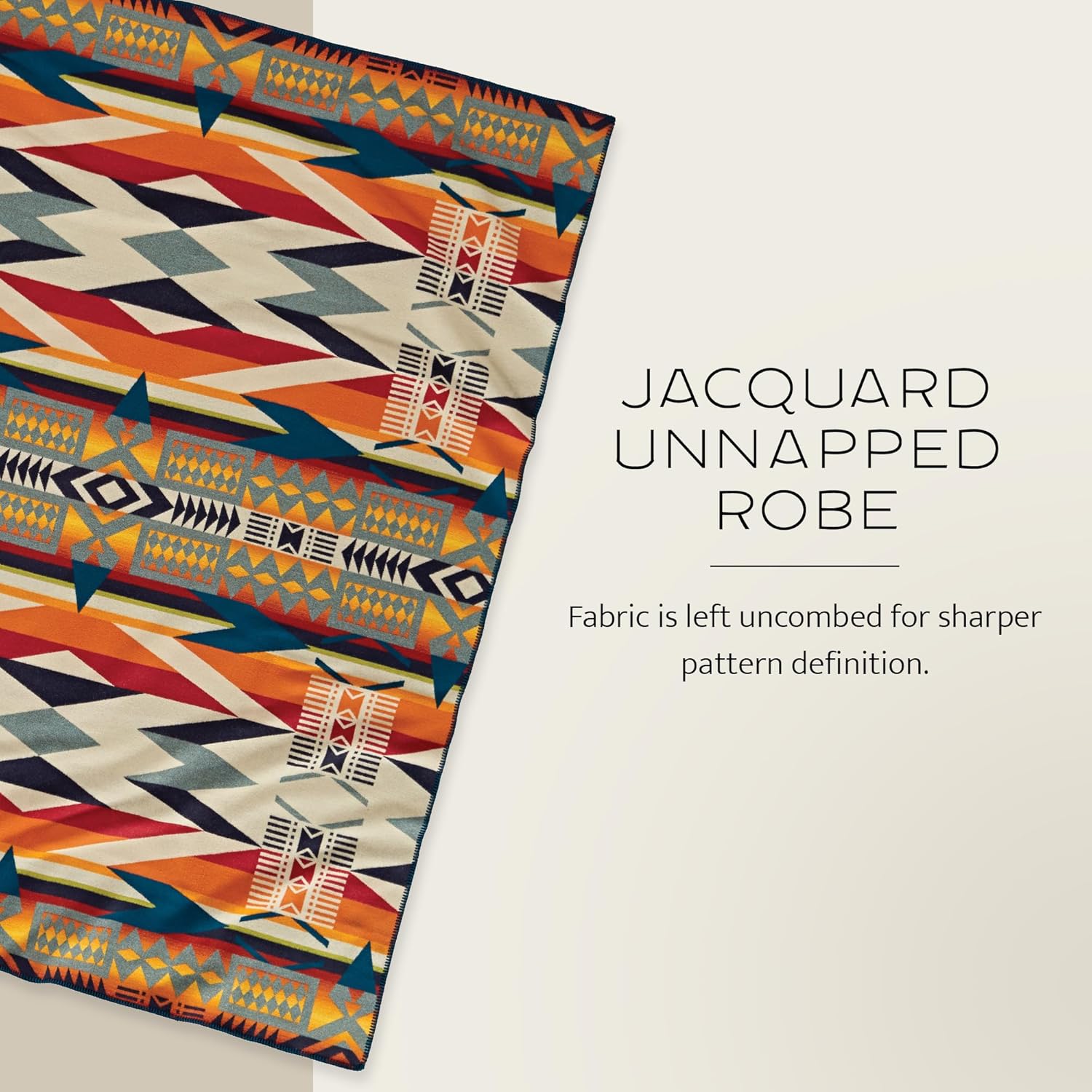 Pendleton Jacquard Unnapped Blanket 64" x 80" - Wool Cotton, Reversible, Lightweight, Soft, Ultrasuede Binding, Packable Throw for Home and Travel - Fire Legend Sunset - Image 2