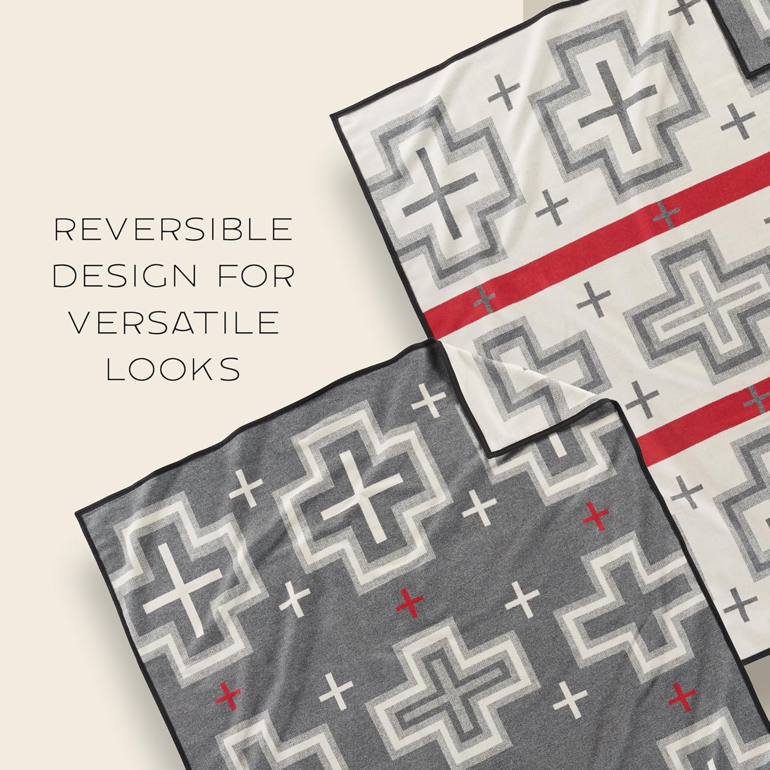 Pendleton Jacquard Unnapped Blanket 64" x 80" - Wool Cotton, Reversible, Lightweight, Soft, Ultrasuede Binding, Packable Throw for Home and Travel - San Miguel - Image 6