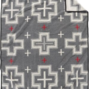 Pendleton Jacquard Unnapped Blanket 64" x 80" - Wool Cotton, Reversible, Lightweight, Soft, Ultrasuede Binding, Packable Throw for Home and Travel - San Miguel