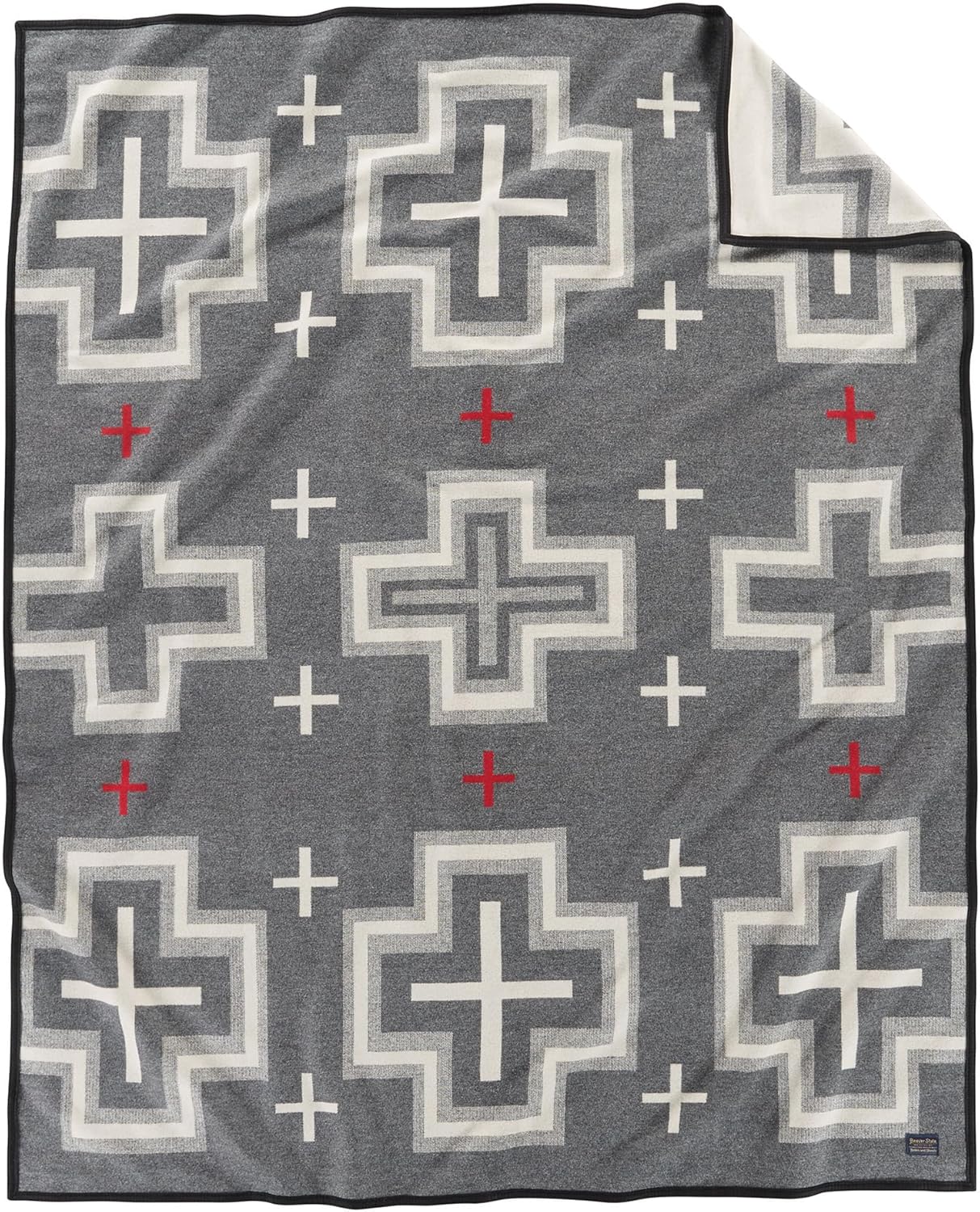 Pendleton Jacquard Unnapped Blanket 64" x 80" - Wool Cotton, Reversible, Lightweight, Soft, Ultrasuede Binding, Packable Throw for Home and Travel - San Miguel