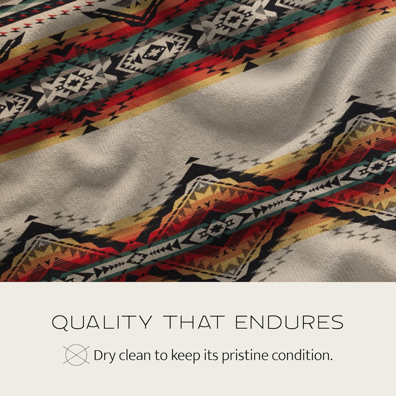 Pendleton Jacquard Unnapped Blanket 64" x 80" - Wool Cotton, Reversible, Lightweight, Soft, Ultrasuede Binding, Packable Throw for Home and Travel - San Miguel - Image 8
