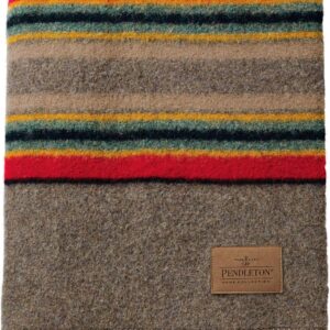 Pendleton Yakima Camp Blanket Twin 66" x 84" - Wool Cotton, Lightweight, Large, Dry Clean, Soft and Durable Throw for Home, Travel, RV, Picnic - Mineral Umber
