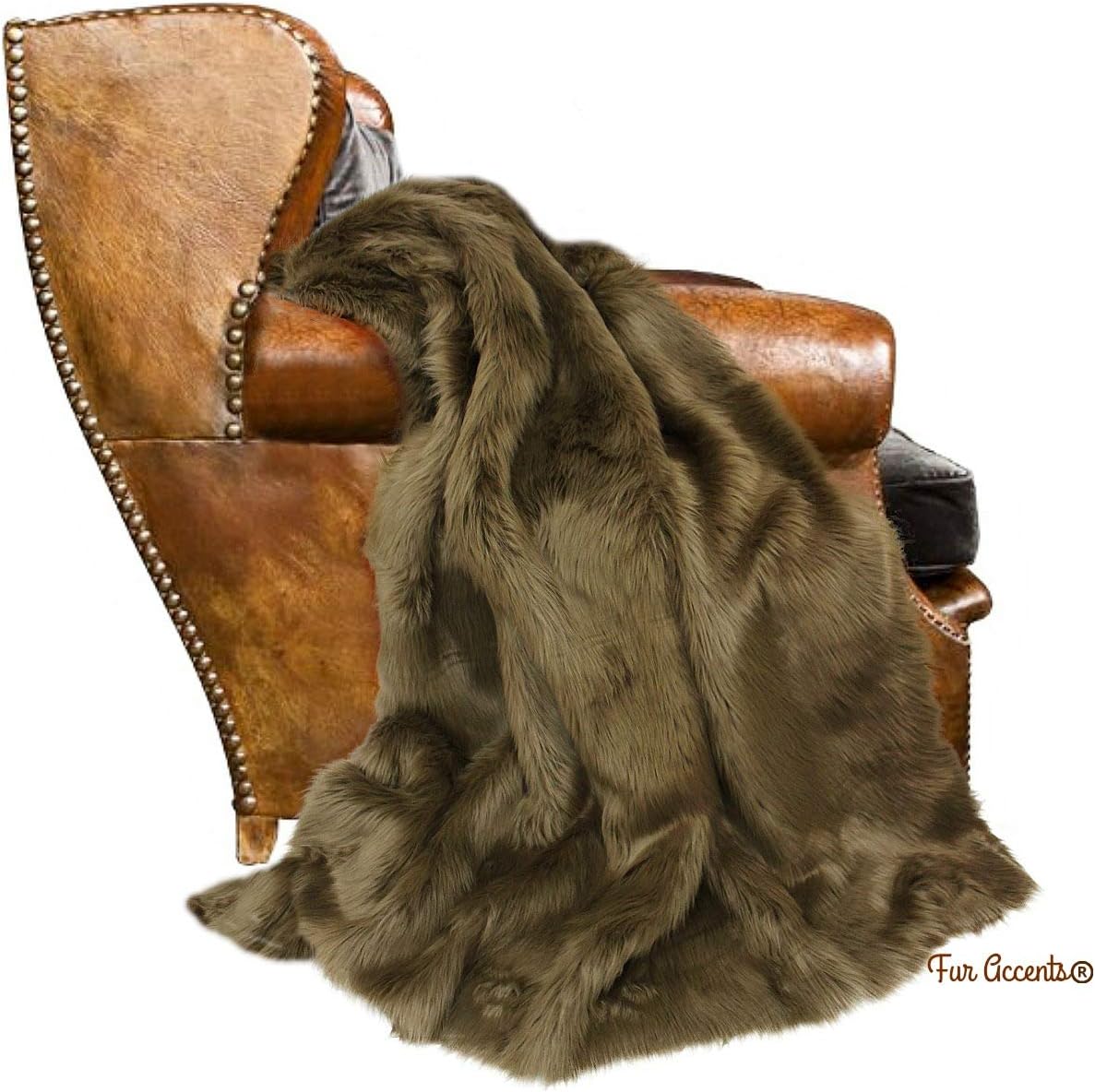 Plush Faux Fur - Throw Blanket - Fashion Fur - Cocoa Brown - Shaggy - Shag - Fur Accents (4'x5', Cocoa Brown)