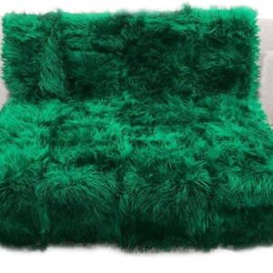 Plush Faux Fur - Throw Blanket - Fashion Fur - Hunter Green Throw - Shaggy - Shag - Fur Accents (5'x6', Hunter Green)