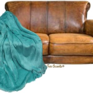 Plush Faux Fur - Throw Blanket - Fashion Fur - Island Blue - Shaggy - Shag - Fur Accents (3'x5', Island Blue)