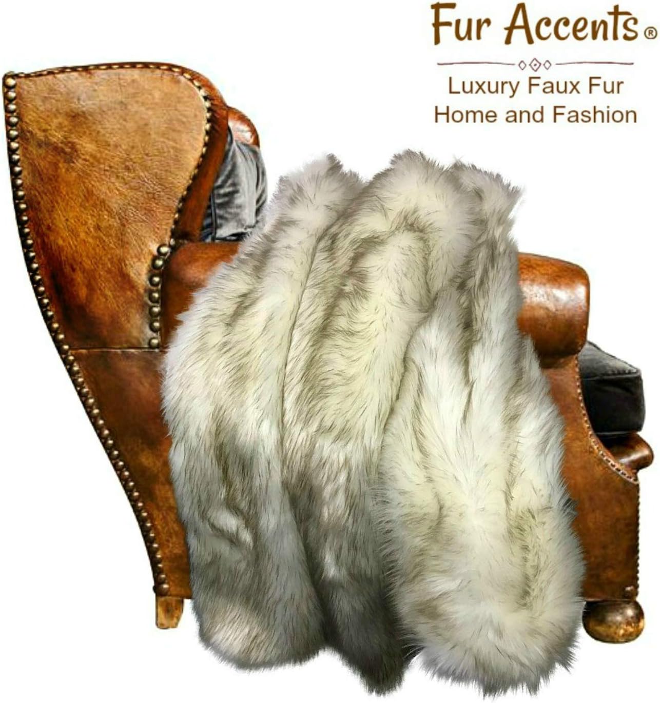 Plush Faux Fur - Throw Blanket - Fashion Fur - King Bedspread - Shaggy - Shag - Fur Accents Black Tip Huskie - Wolf Fur (King) - Image 2